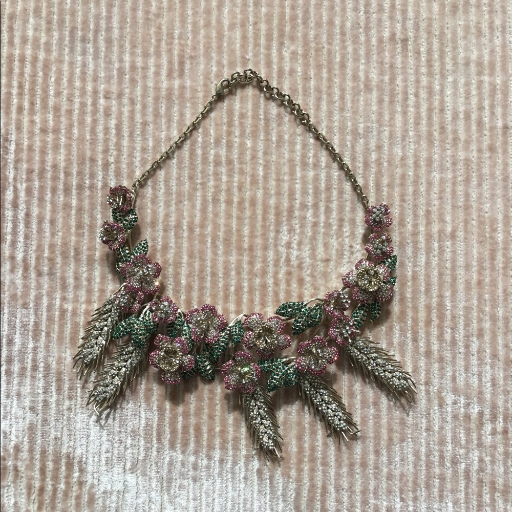 Valentino Metal and Crystal Flower Necklace